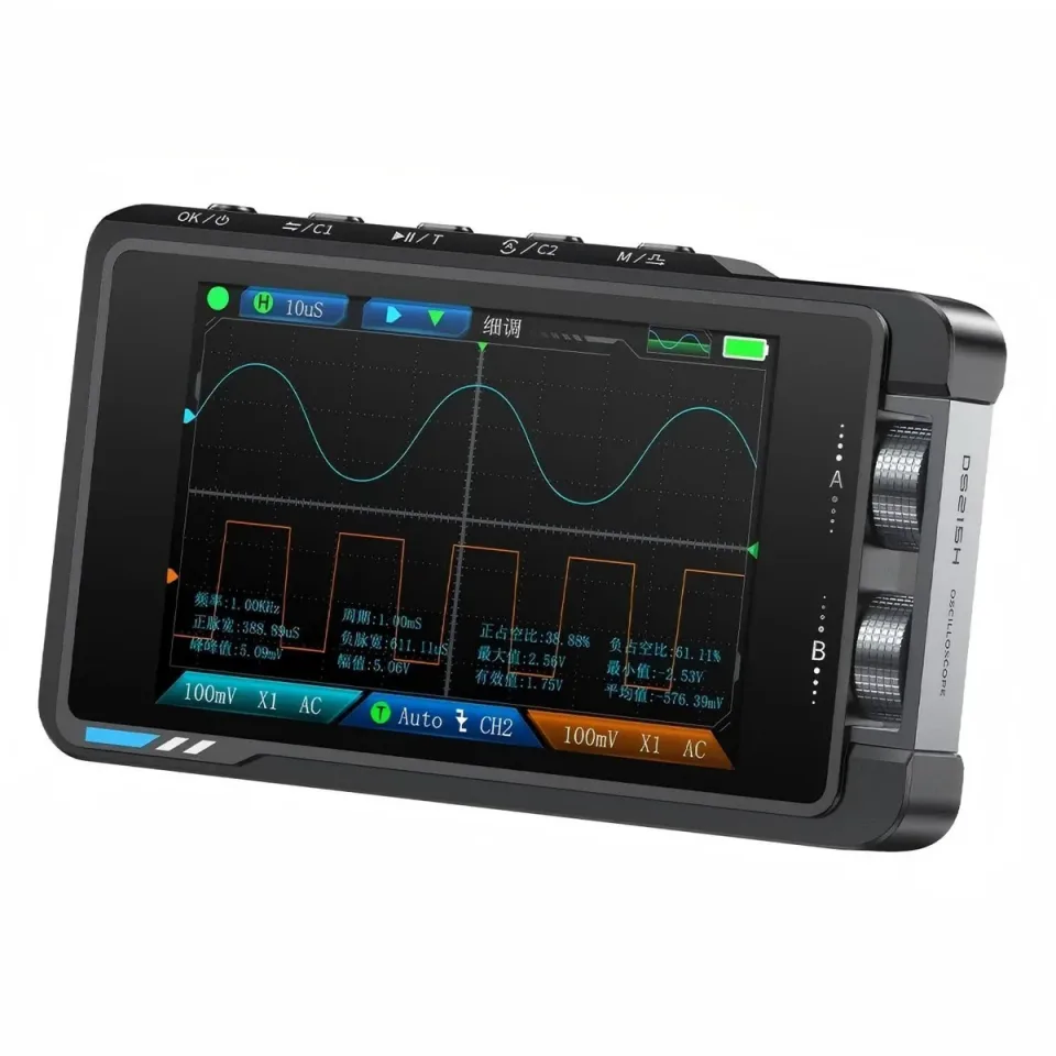 تصویر اسیلوسکوپ دوکاناله قابل حمل FNIRSI مدل DS215H