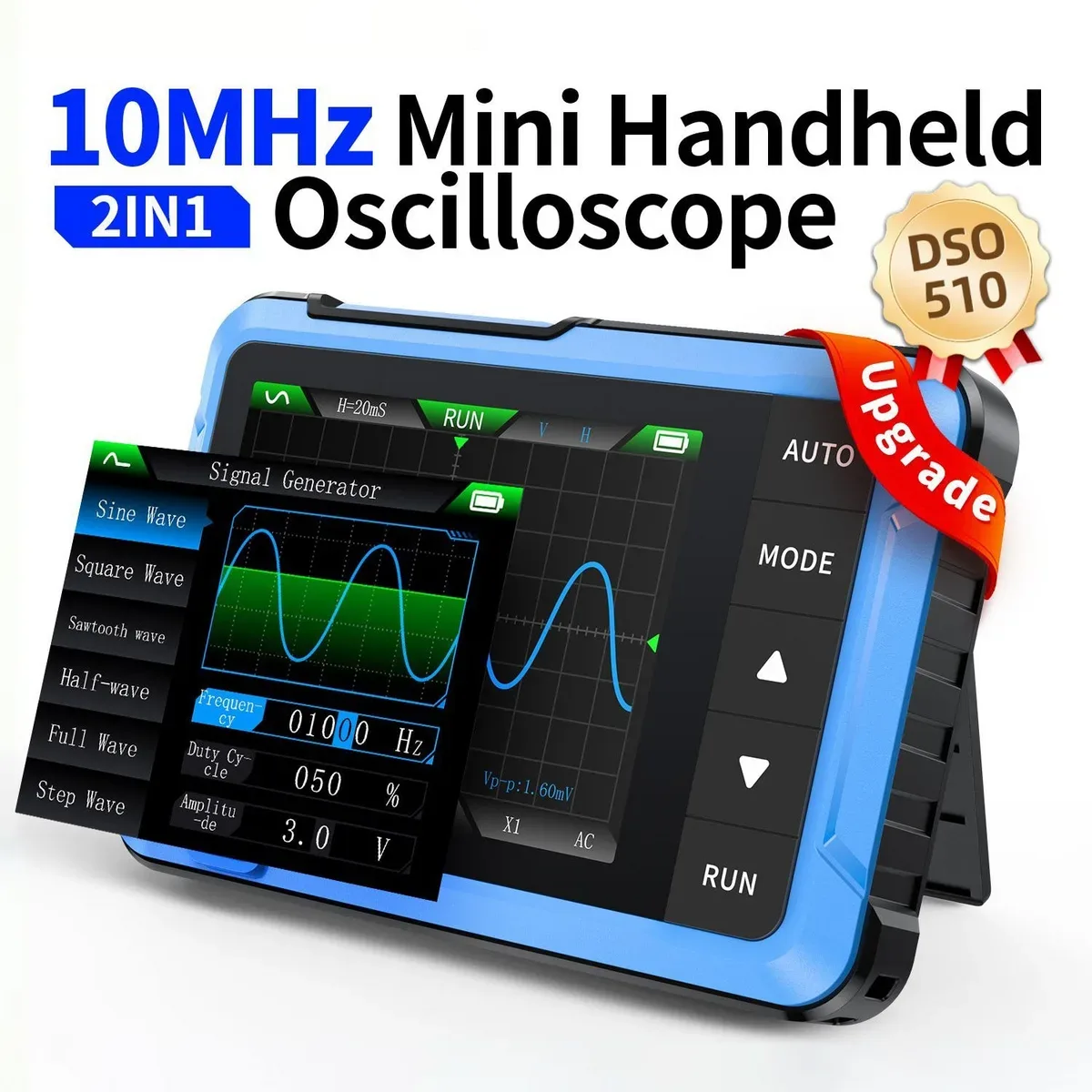 نمای دیگر اسیلوسکوپ دستی و مولد سیگنال FNIRSI مدل DSO-510