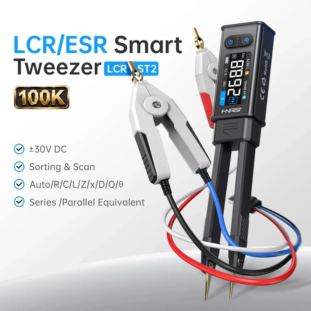 نمای دیگر LCR متر پنس و پل کلوین FNIRSI مدل LCR-ST2