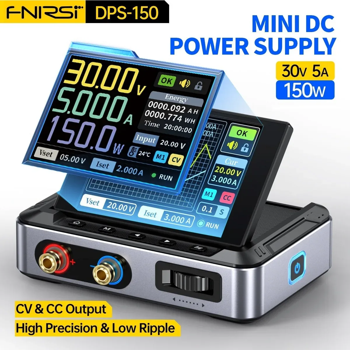 نمای دیگر پکیج ویژه منبع تغذیه هوشمند FNIRSI مدل DPS-150